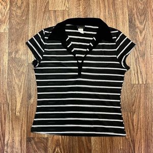 Vintage Y2K semi sheer striped polo